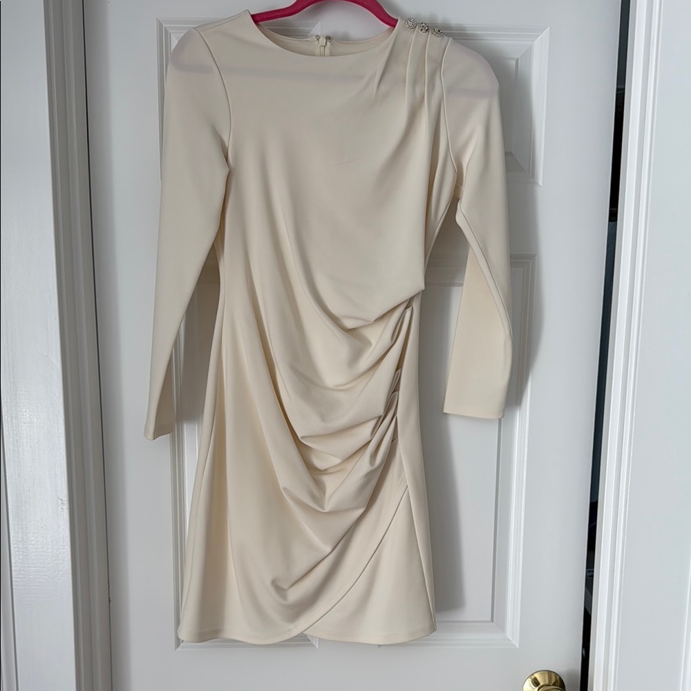 Express Ruched Winter White Dress